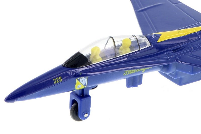 Playmaker Toys ðŸ›¦ United States Navy Blue Angels F/A-18 Super Hornet Fighter Jet 6 Inch Die Cast Metal Model Toy with Pullback Action - Image 2
